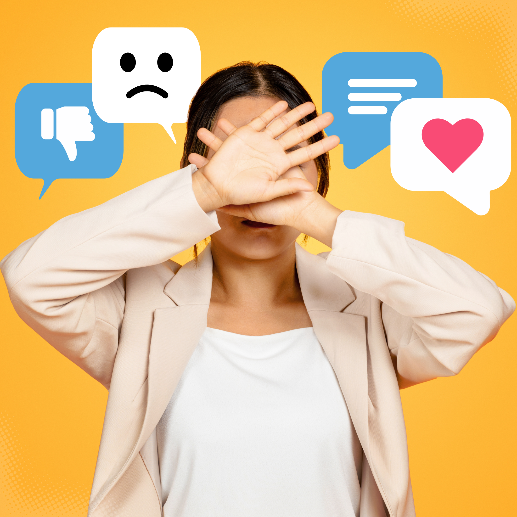 woman covering her face